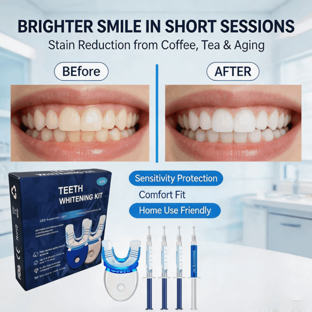 Teeth Whitening Kit At Home - 전문 치아 미백 키트 젤 LED라이트