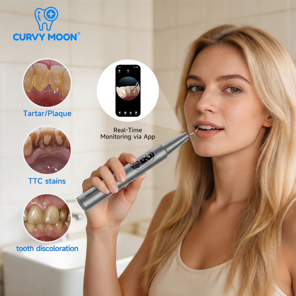 CURVY MOON 카메라가 장착된 가시형 전기 초음파 - Teeth Whitening Professional 리뷰 및 가격